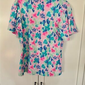 Lulu-B Vibrant Floral Blouse in Pink and Blue